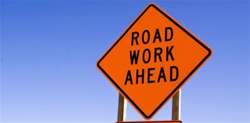 Road work ahead sign